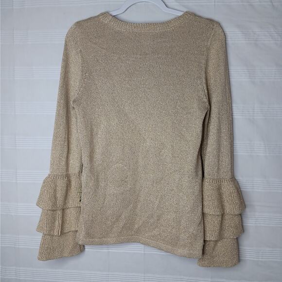 Holiday Time Dimensional Christmas Tree Ugly Sweater Size Small Ruffle Sleeves - Picture 7 of 12